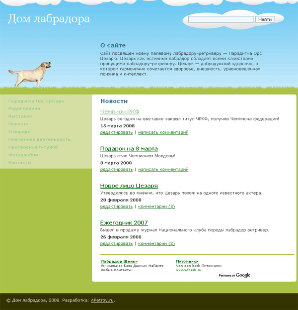 макет web-сайта