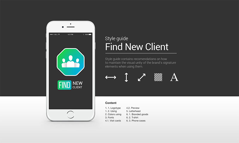 Find New Client brand identity and logo